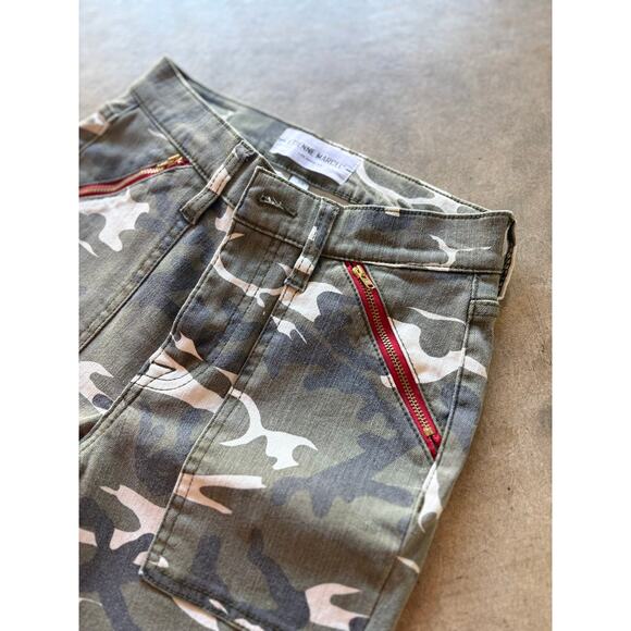 Étienne Marcel Structured Camo Cargo Slim Fit Jeans — Red Zipper Detail Sz. 24 - Picture 3 of 11